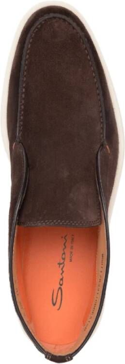 Santoni Bruine Suède Instaplaarzen Brown Heren