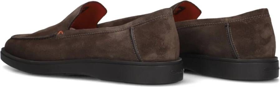 Santoni Bruine Suède Instappers Brown Heren