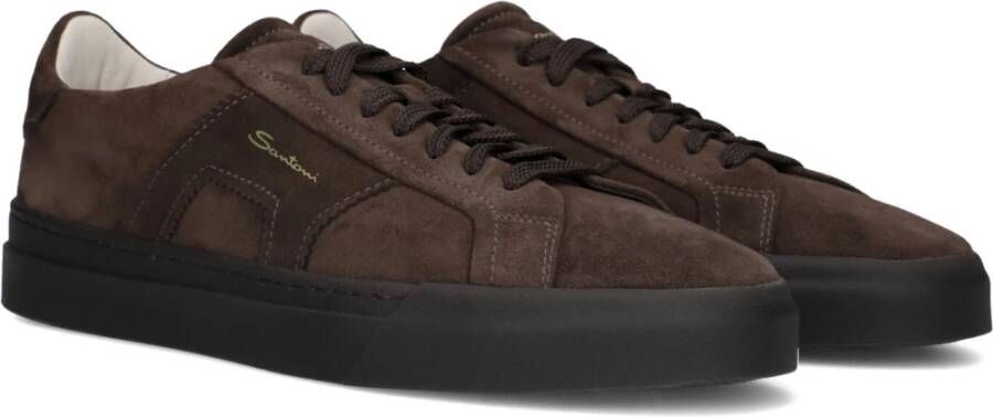 Santoni Bruine Suède Lage Sneakers Brown Heren