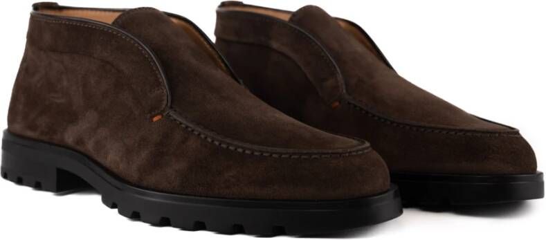 Santoni Bruine Suède Leren Herenlaarzen Brown Heren