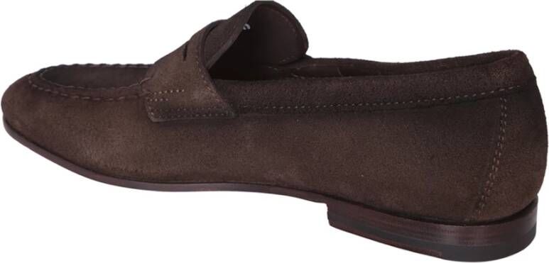 Santoni Bruine suède loafer met handstiksel Brown Heren