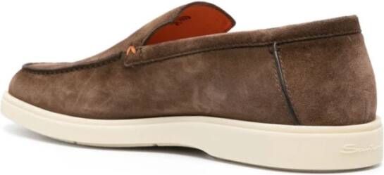 Santoni Bruine Suède Mocassins Brown Heren