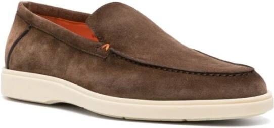 Santoni Bruine Suède Mocassins Brown Heren