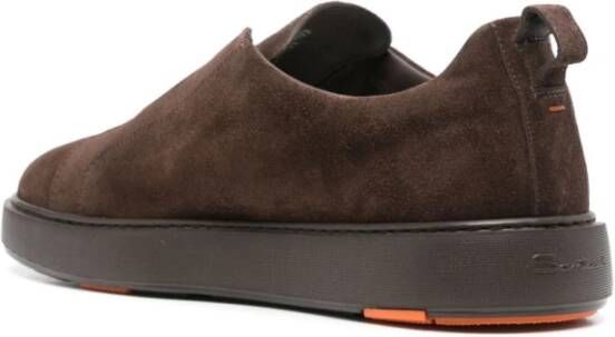 Santoni Bruine Suède Slip-On Sneakers Brown Heren