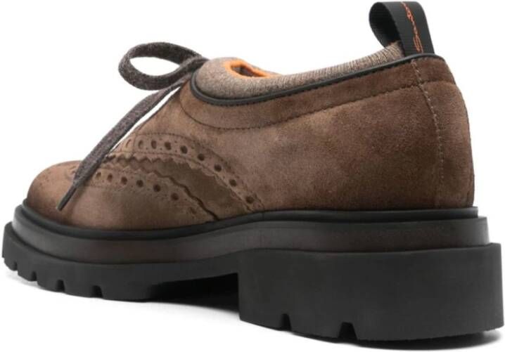 Santoni Bruine Suède Sok Brown Heren