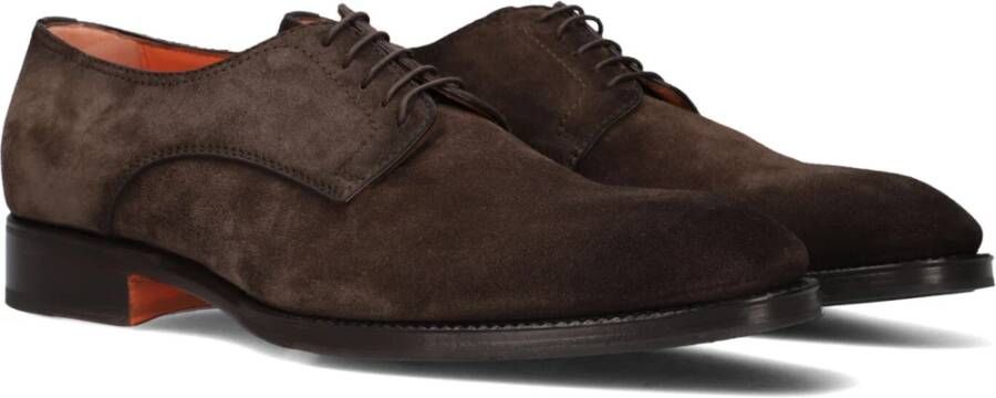 Santoni Bruine Suède Veterschoenen Carter 18353 Brown Heren