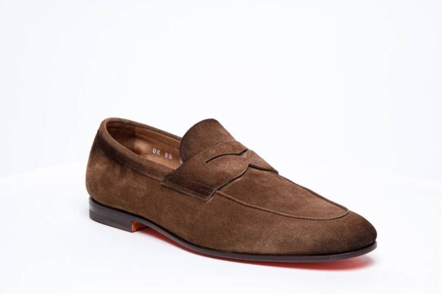 Santoni Bruine Suède Zakelijke Schoenen Brown Heren