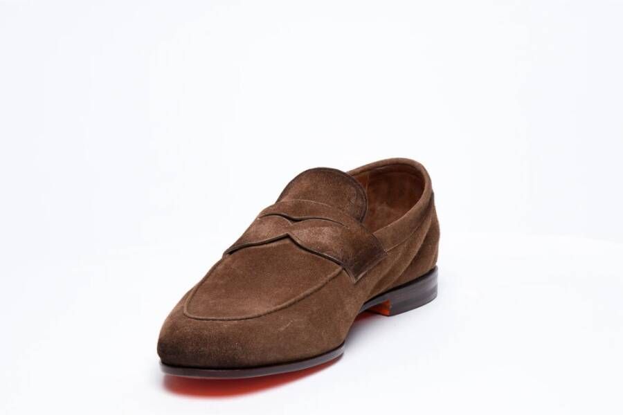 Santoni Bruine Suède Zakelijke Schoenen Brown Heren