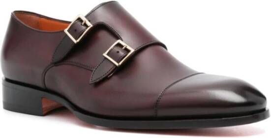 Santoni Burgundy Degrade Monk Calf Schoenen Red Heren