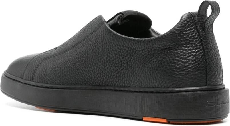 Santoni Casual Zwarte Leren Sneakers Black Heren