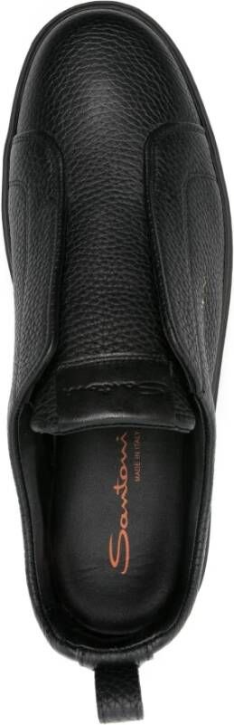 Santoni Casual Zwarte Leren Sneakers Black Heren