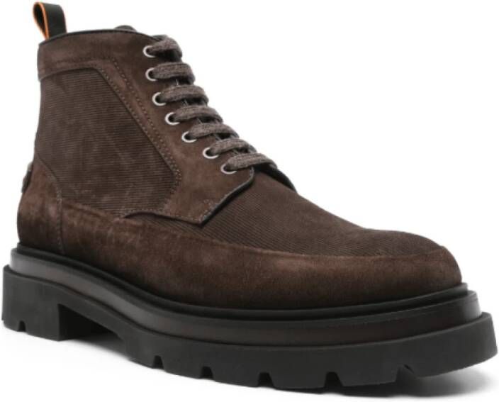 Santoni Chocoladebruine Suède Wandelschoenen Brown Heren