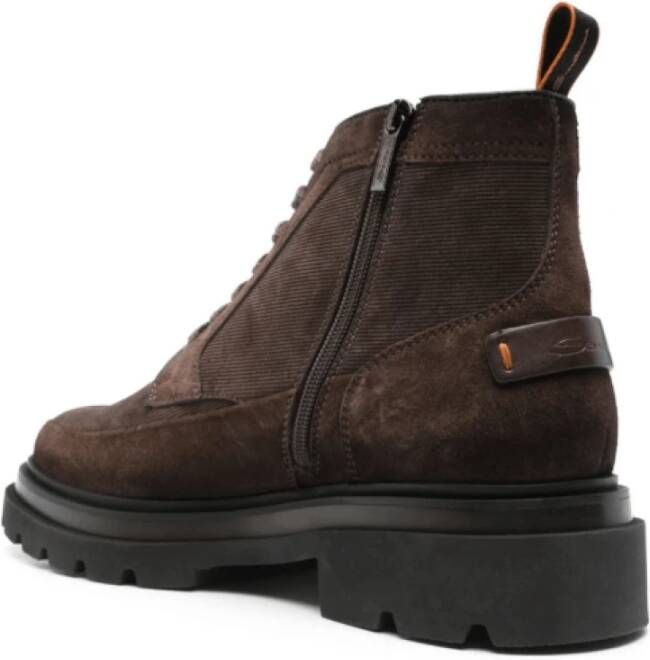 Santoni Chocoladebruine Suède Wandelschoenen Brown Heren