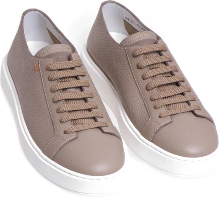 Santoni Cleanicon Sneakers Beige Lavendel Birds Eye Patroon Beige Heren