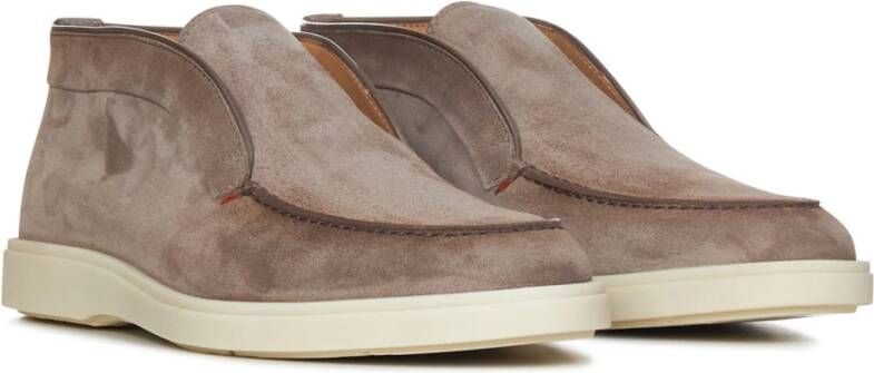 Santoni Beige Slip-On Loafers met Tub Stitching Beige Heren