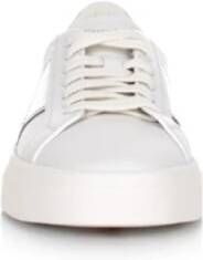 Santoni Crème Leren Sneakers met Logo Detail White Heren