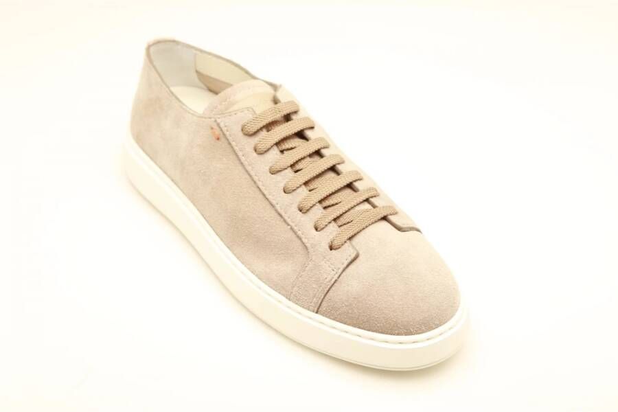 Santoni Derby Suède Lage Top Sneaker Beige Heren