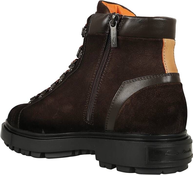 Santoni Donkerbruine Leren Schoenen Brown Heren