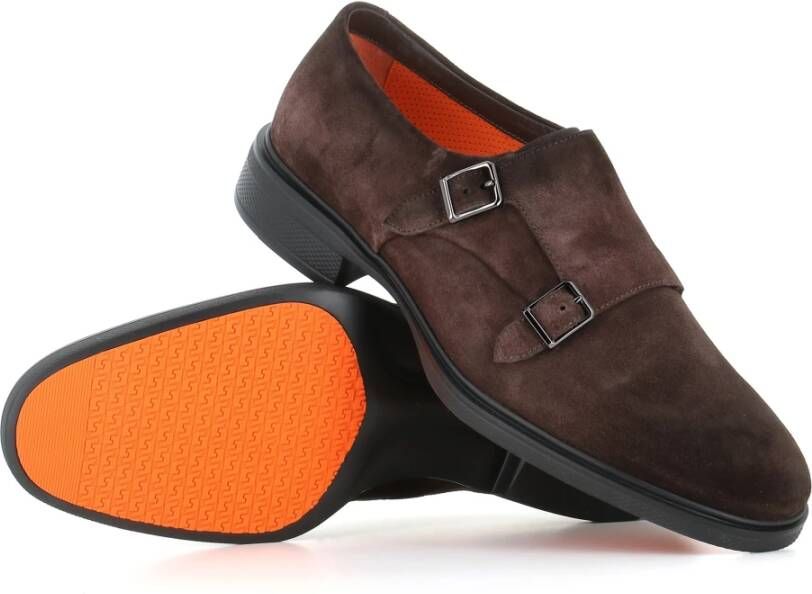 Santoni Donkerbruine platte schoenen Brown Heren