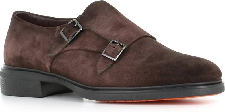 Santoni Donkerbruine platte schoenen Brown Heren