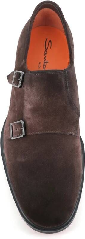 Santoni Donkerbruine platte schoenen Brown Heren