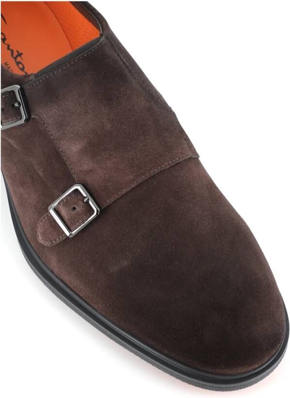 Santoni Donkerbruine platte schoenen Brown Heren