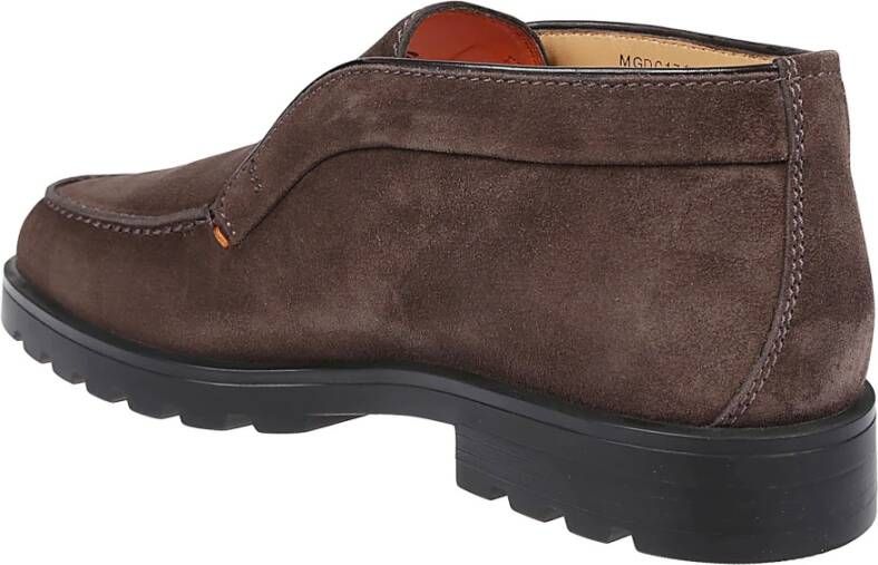 Santoni Donkerbruine Slip-On Enkellaarzen Bruin Heren