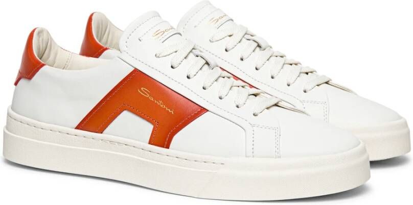 Santoni Dubbele Gesp Leren Sneaker Multicolor Heren