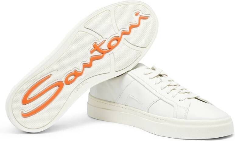 Santoni Leren sneaker voor heren Brown Heren