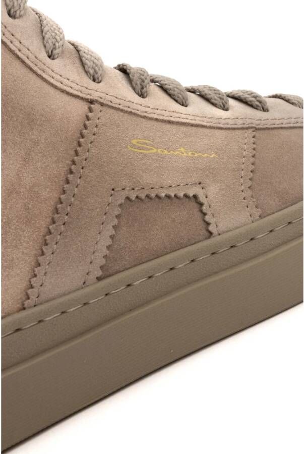 Santoni Dubbele gesp sneaker in Greige suède Beige Heren