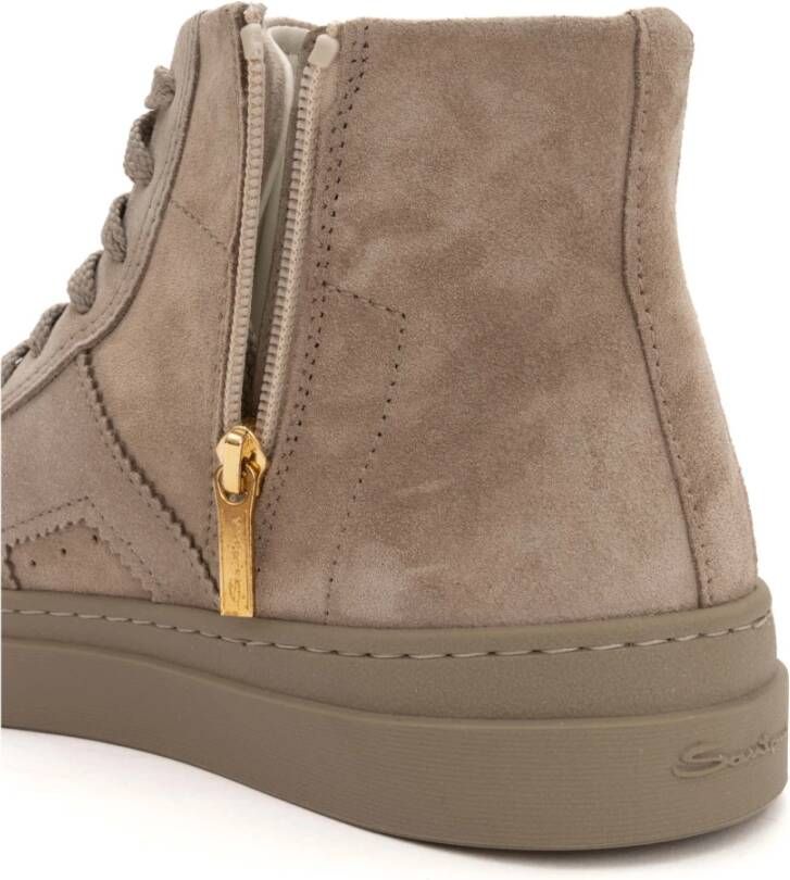 Santoni Dubbele gesp sneaker in Greige suède Beige Heren