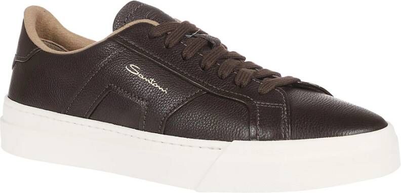 Santoni Dubbele Gesp Sneakers Brown Heren