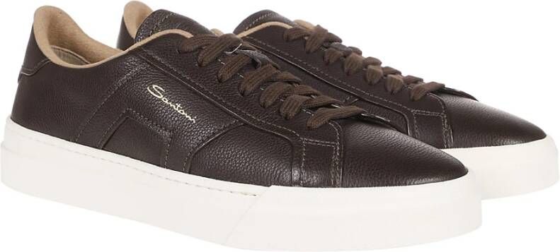 Santoni Dubbele Gesp Sneakers Brown Heren