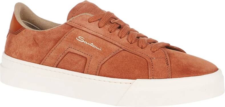 Santoni Dubbele Gesp Sneakers Brown Heren