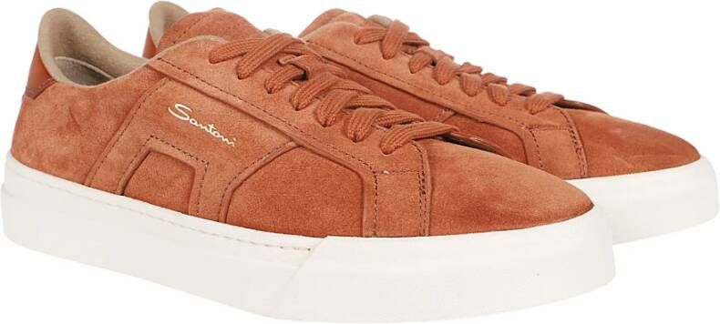 Santoni Dubbele Gesp Sneakers Brown Heren