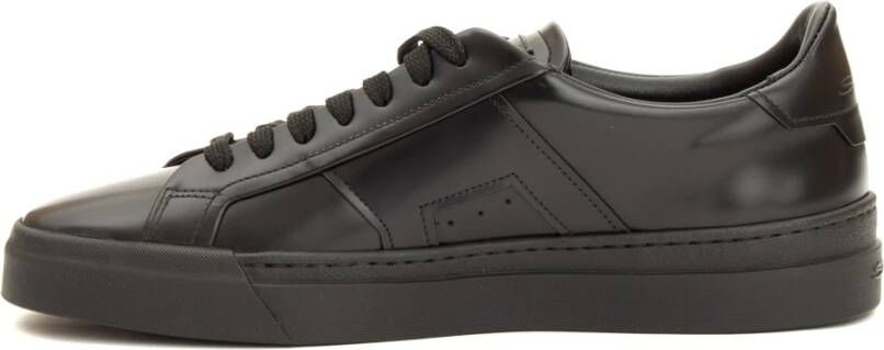 Santoni Dubbele Gesp Zwarte Sneaker Black Heren