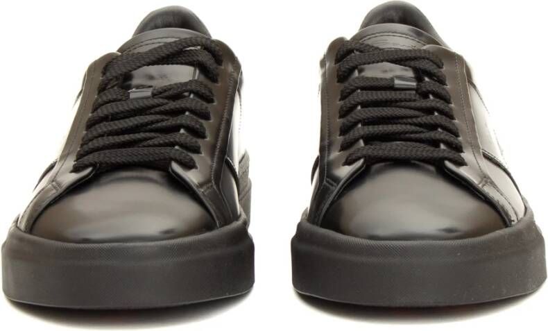 Santoni Dubbele Gesp Zwarte Sneaker Black Heren