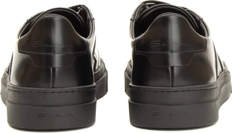 Santoni Dubbele Gesp Zwarte Sneaker Black Heren