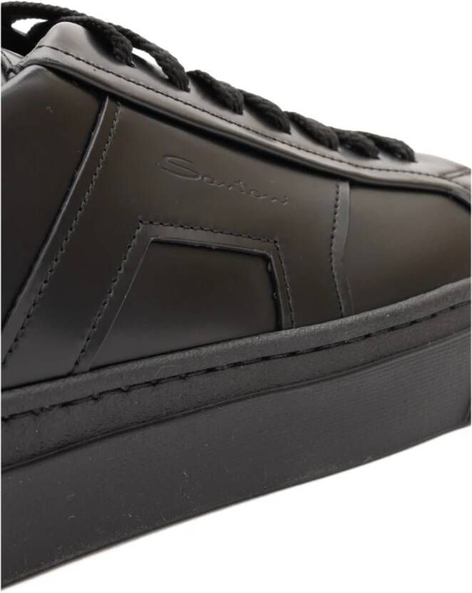 Santoni Dubbele Gesp Zwarte Sneaker Black Heren