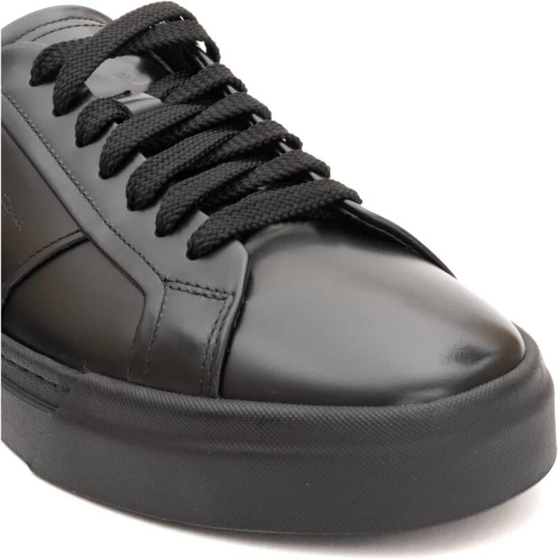 Santoni Dubbele Gesp Zwarte Sneaker Black Heren