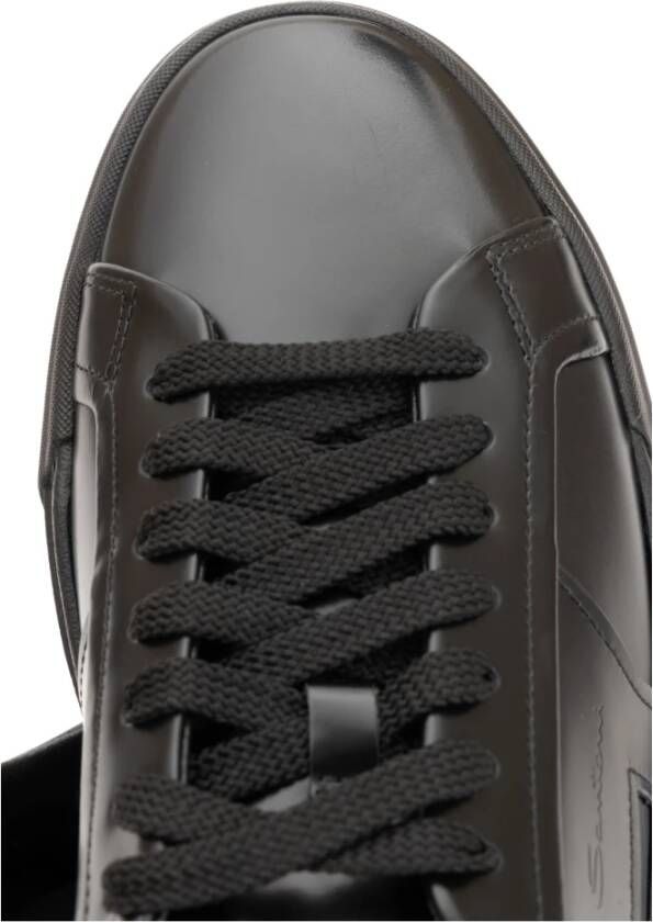 Santoni Dubbele Gesp Zwarte Sneaker Black Heren