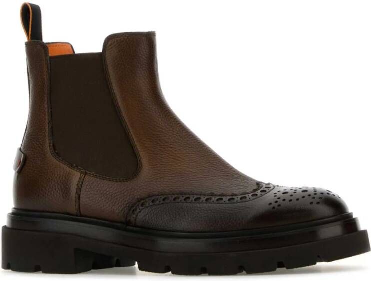 Santoni Elastische Enkellaars met Profielzool Brown Heren