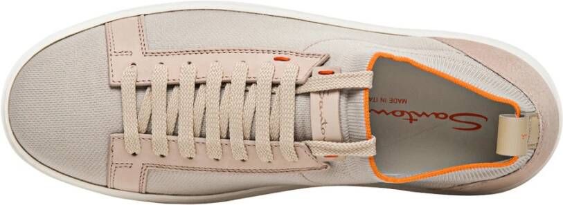 Santoni Elastische Gebreide Instap Sneaker Beige Heren