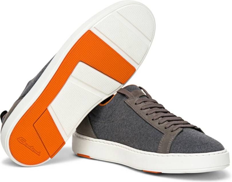 Santoni Elastische Gebreide Slip-On Sneaker Gray Heren