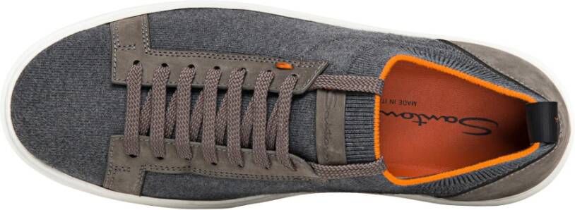 Santoni Elastische Gebreide Slip-On Sneaker Gray Heren