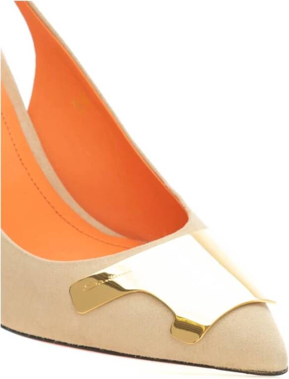 Santoni Elegant Slingback Pumps Beige Dames