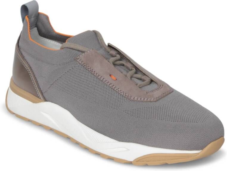 Santoni Gebreide Leren Sneakers Beige Heren