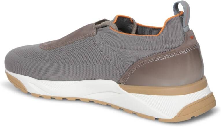 Santoni Gebreide Leren Sneakers Beige Heren