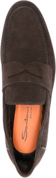 Santoni Gevoerde Koffiebruine Loafers Brown Heren