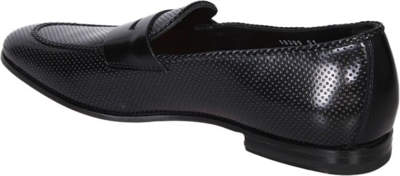 Santoni Glanzende zwarte leren instapper Black Heren